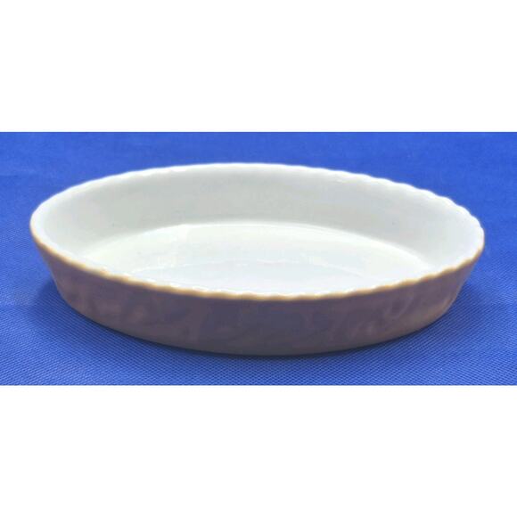 Valentina Oval Porcelain Baking Dish Orange White Italy 7.5x5" - Picture 2 of 9